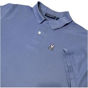 Mens Psycho Bunny Golf Polo Shirt Size 8  XXL Bunny Logo Blue